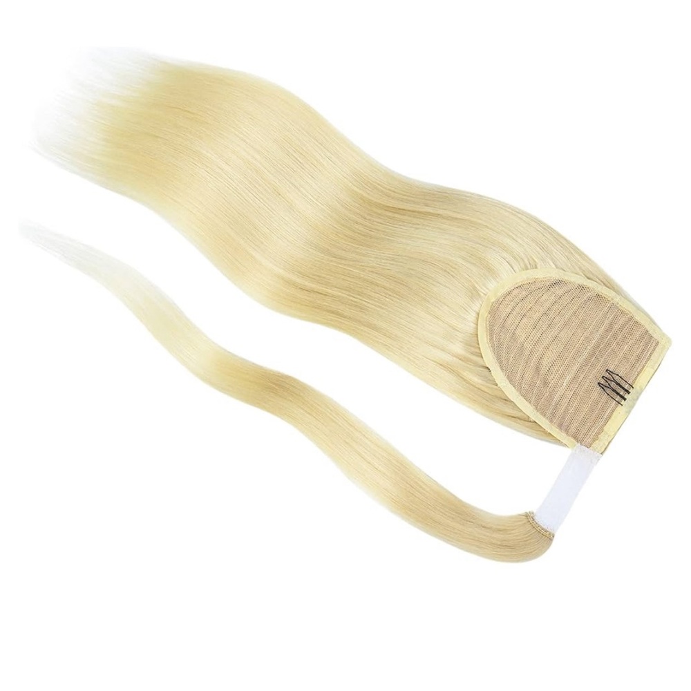 Ponytail Extension Human Hair Long Ponytail 18" 90g #60 Platinum Blonde - Picture 2 of 4